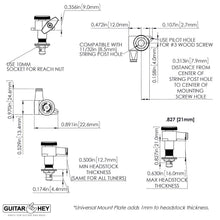 Load image into Gallery viewer, NEW Hipshot Vintage L3+R3 LOCKING Mini Tuners SET Amber Moon Buttons 3x3, NICKEL