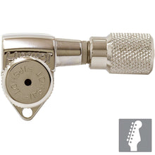 Load image into Gallery viewer, NEW Hipshot LOCKING Tuners 6 in line STAGGERED w/ KNURLED Buttons - NICKEL