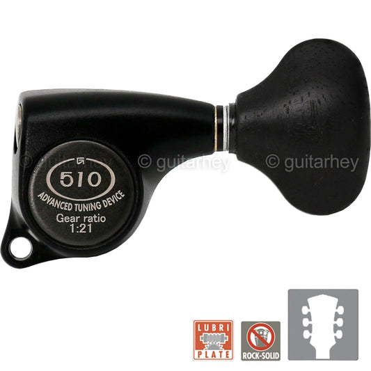 NEW Gotoh SGL510Z-EL5 Set Tuners 1:21 Gear Ratio Ebony Buttons 3x3 - BLACK SATIN