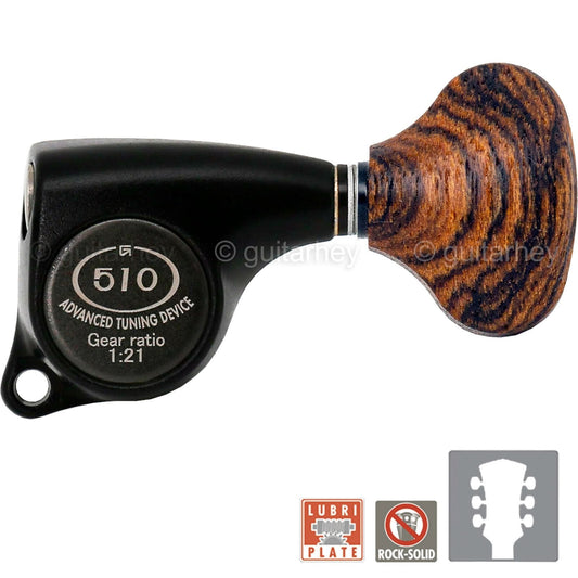 NEW Gotoh SGL510Z-RL5 Set Tuners 1:21 Gear Ratio Wood Buttons 3x3 - BLACK SATIN