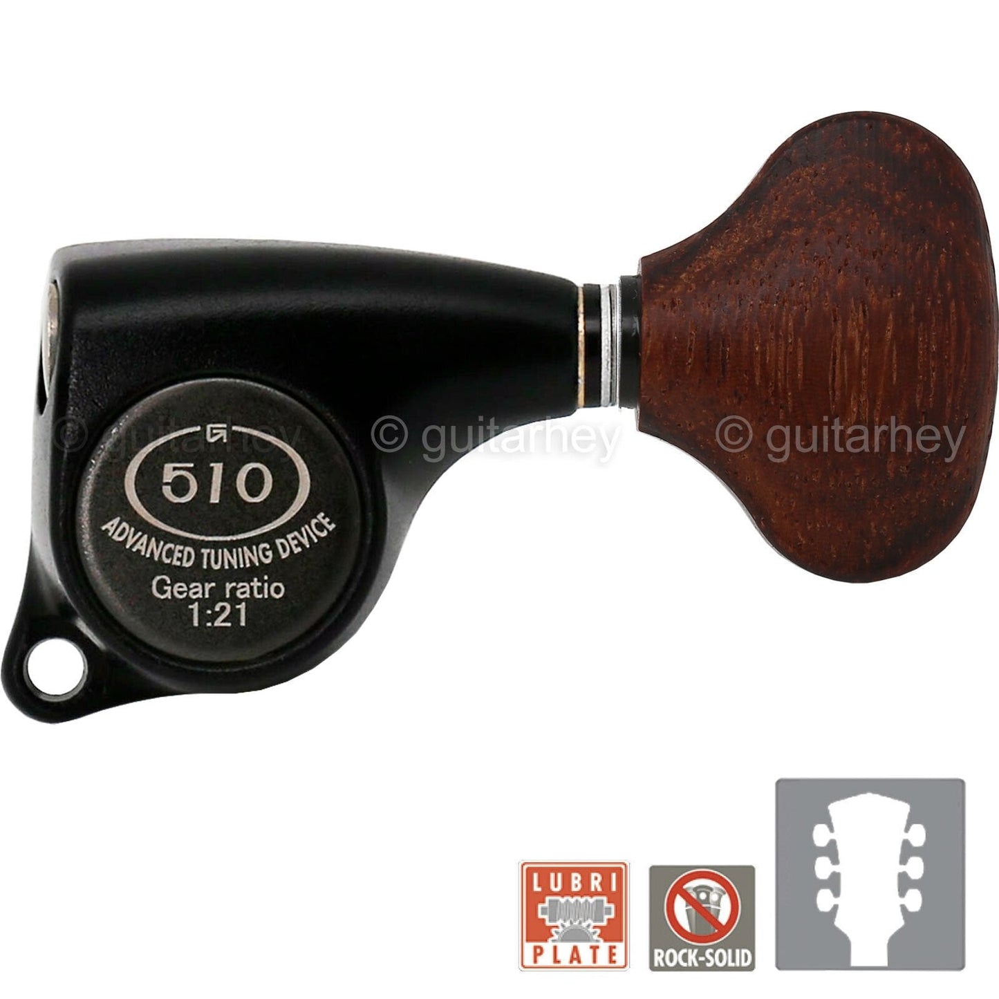 NEW Gotoh SGL510Z-GL5 Set Tuners 1:21 Gear Ratio Wood Buttons 3x3 - BLACK SATIN