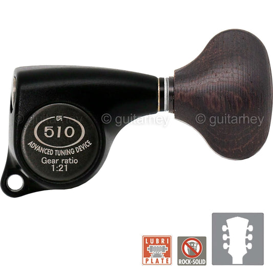 NEW Gotoh SGL510Z-TL5 Set Tuners 1:21 Gear Ratio Wood Buttons 3x3 - BLACK SATIN