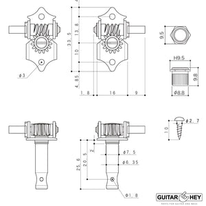 NEW Gotoh SE700-B5 OPEN-GEAR Tuning SET w/ Small Buttons 3x3 Tuners - NICKEL