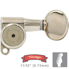 Load image into Gallery viewer, NEW Hipshot VINTAGE 6-in-Line Staggered Locking Tuners Oval Buttons - NICKEL