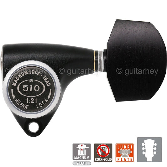 NEW Gotoh SGV510Z-EN01 MGT L3+R3 LOCKING Tuners 21:1 Gear Ratio 3x3, BLACK SATIN