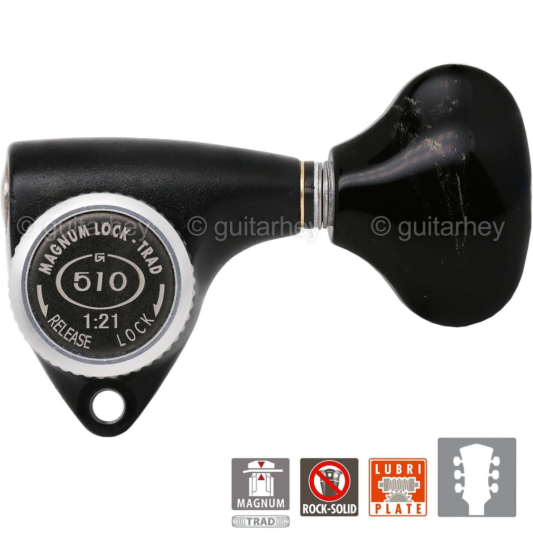 NEW Gotoh SGV510Z-FL5 MGT L3+R3 LOCKING Tuners 21:1 Gear Ratio 3x3 - BLACK SATIN