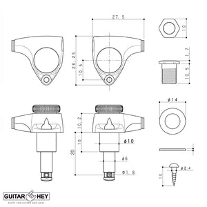 NEW Gotoh SGV510Z-M07 MGT L3+R3 LOCKING Tuners 21:1 Gear Ratio 3x3 - BLACK SATIN