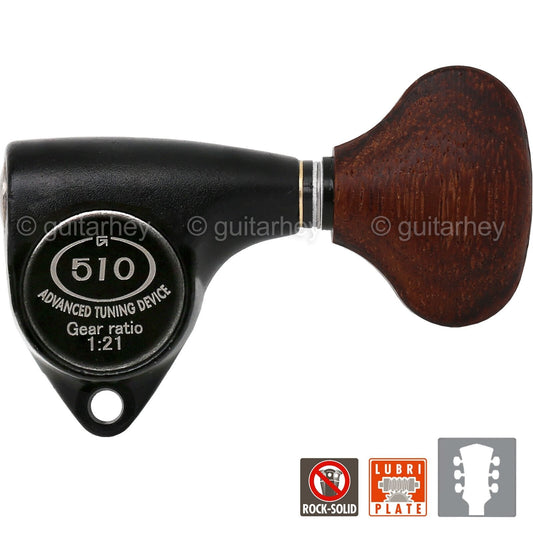 NEW Gotoh SGV510Z-GL5 L3+R3 Tuners 21:1 Gear Ratio Wood Buttons 3x3, BLACK SATIN