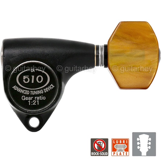 NEW Gotoh SGV510Z-P8 L3+R3 Tuners 21:1 Gear Ratio AMBER Buttons 3x3, BLACK SATIN