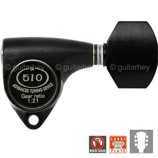 NEW Gotoh SGV510Z-EN07 L3+R3 Tuners 21:1 Gear Ratio Wood Buttons 3x3 BLACK SATIN