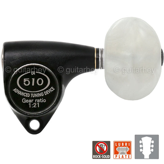 NEW Gotoh SGV510Z-P1 L3+R3 Tuners 21:1 Gear Ratio PEARL Buttons 3x3, BLACK SATIN
