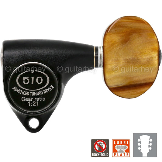 NEW Gotoh SGV510Z-P2 L3+R3 Tuners 21:1 Gear Ratio AMBER Buttons 3x3, BLACK SATIN