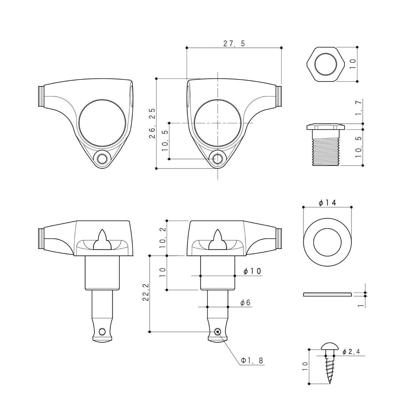 NEW Gotoh SGV510Z-P2 L3+R3 Tuners 21:1 Gear Ratio AMBER Buttons 3x3 - BLACK