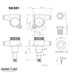 NEW Gotoh SG381-07 MGT L5+R2 Locking Tuners 7-String NON-Staggered 5x2 - BLACK