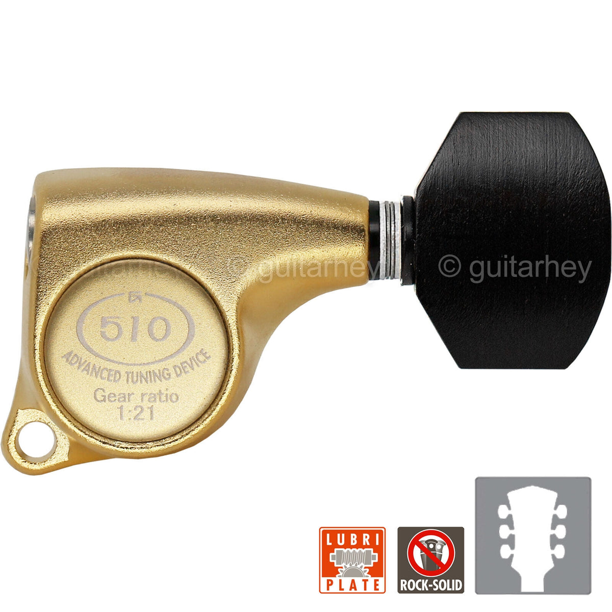 NEW Gotoh SGL510Z-EN07 L3+R3 Tuners Set 1:21 Gear Ratio EBONY 3x3 - SATIN GOLD
