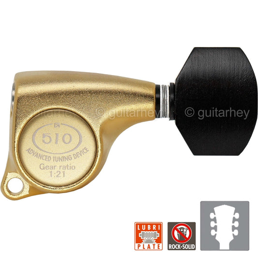 NEW Gotoh SGL510Z-EN07 L3+R3 Tuners Set 1:21 Gear Ratio EBONY 3x3 - SATIN GOLD