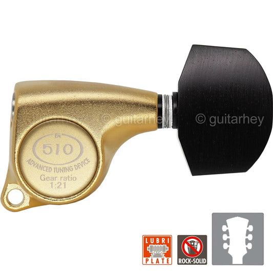 NEW Gotoh SGL510Z-EN01 L3+R3 Tuners Set 1:21 Gear Ratio EBONY 3x3 - SATIN GOLD
