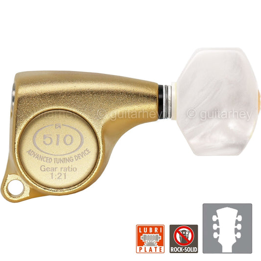 NEW Gotoh SGL510Z-P7 L3+R3 Tuners Set 1:21 Gear Ratio PEARLOID 3x3 - SATIN GOLD