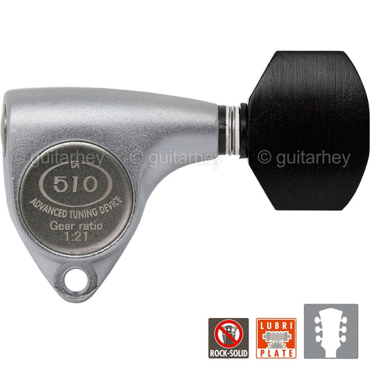 NEW Gotoh SGV510Z-EN07 L3+R3 Tuners 21:1 Gear Ratio EBONY 3x3 - CHROME SATIN