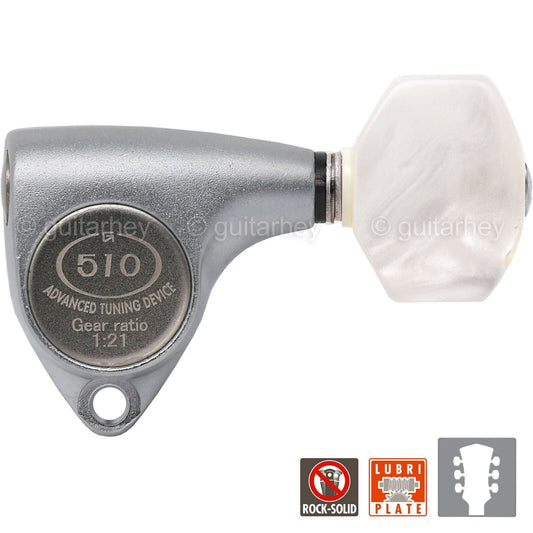 NEW Gotoh SGV510Z-P7 L3+R3 Tuners 21:1 Gear Ratio PEARLOID 3x3 - CHROME SATIN