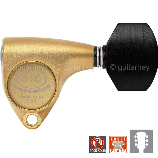 NEW Gotoh SGV510Z-EN07 L3+R3 Tuners 21:1 Gear Ratio EBONY Buttons 3x3 GOLD SATIN