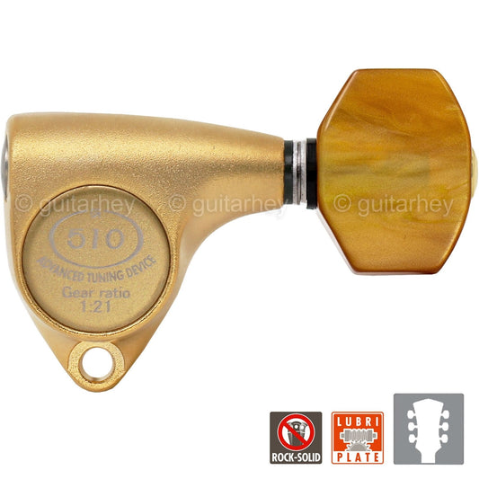 NEW Gotoh SGV510Z-P8 L3+R3 Tuners 21:1 Gear Ratio AMBER Buttons 3x3 GOLD SATIN