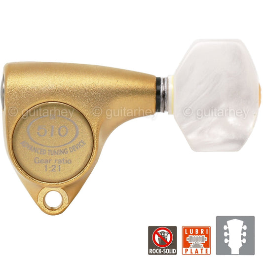 NEW Gotoh SGV510Z-P7 L3+R3 Tuners 21:1 Gear Ratio PEARL Buttons 3x3 GOLD SATIN