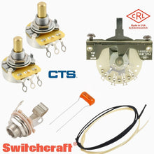 Carregar imagem no visualizador da galeria, NEW Wiring Kit for Telecaster® 3-Way CRL Switch CTS 250K .033mfd Cloth Wire