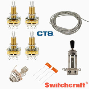 NEW Wiring Kit for Gibson® Les Paul® 3-Way Switch CTS 500K .022 MFD braided wire
