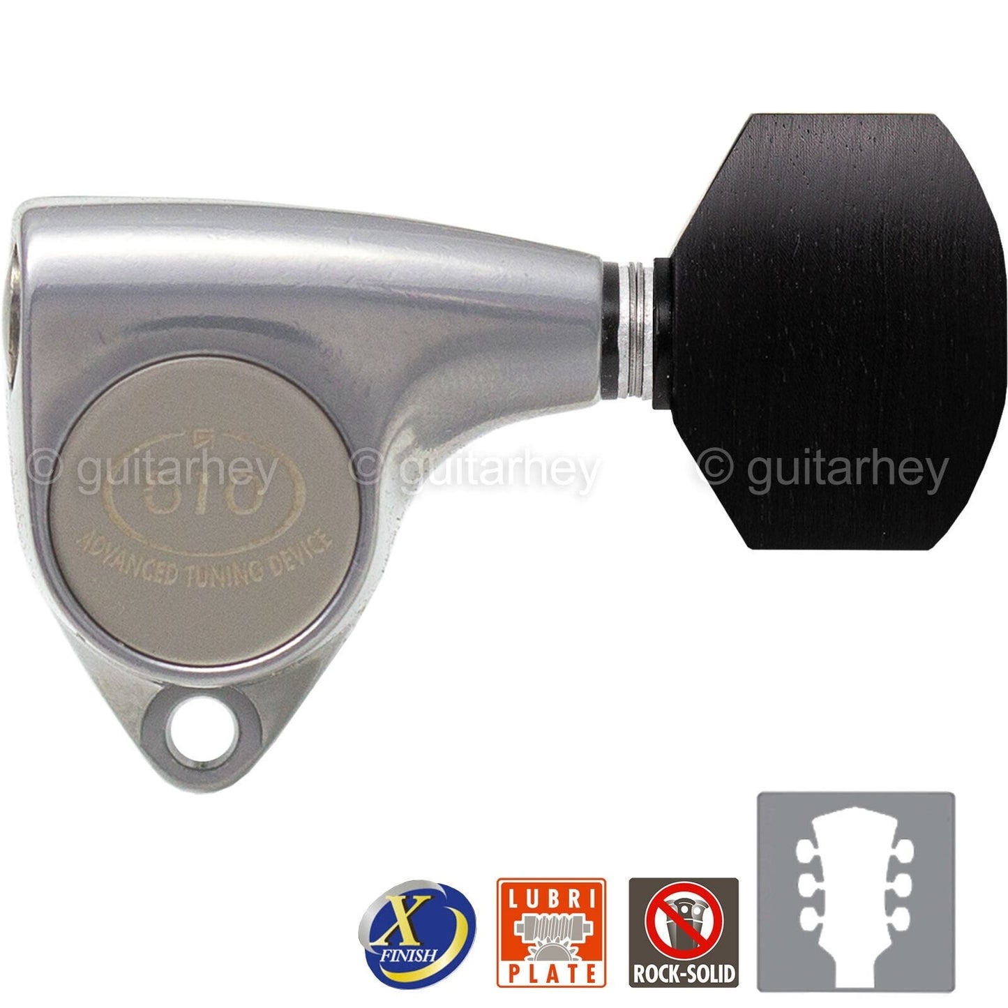 NEW Gotoh SGV510-EN07 Tuners L3+R3 Keys 1:18 Ratio, EBONY 3x3 - X-FINISH CHROME