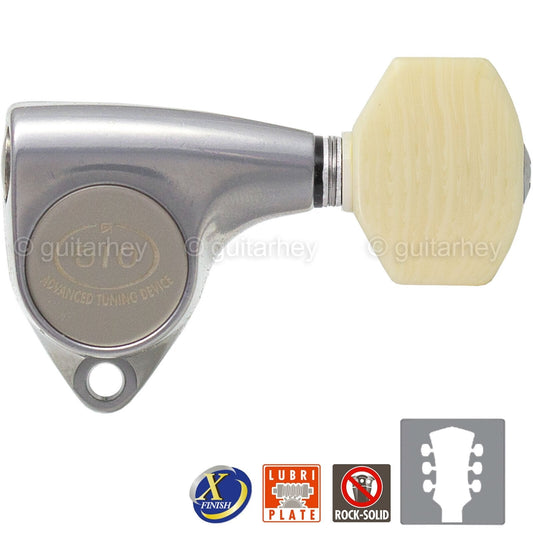 NEW Gotoh SGV510-M07 Tuners L3+R3 Keys 1:18 Ratio, IVORY 3x3 - X-FINISH CHROME