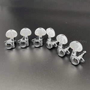 NEW Grover 502 LOCKING Tuners 3x3 Modern Gibson Les Paul Pearloid Buttons CHROME