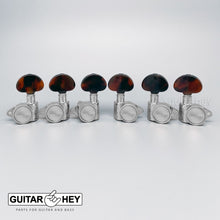 Load image into Gallery viewer, NEW Grover 502 LOCKING Tuners 3x3 Modern Gibson Les Paul Tortoise Buttons CHROME