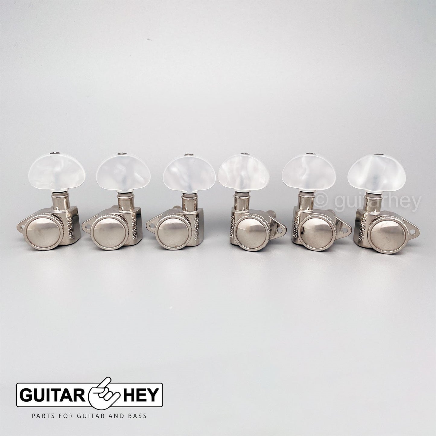 NEW Grover 502 LOCKING Tuners 3x3 Modern Gibson Les Paul PEARLOID Buttons NICKEL