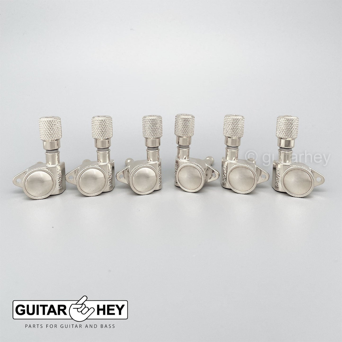 NEW Grover 502 LOCKING Tuners 3x3 Modern Gibson Les Paul KNURLED Buttons, NICKEL