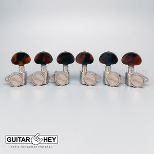 NEW Grover 502 LOCKING Tuners 3x3 Modern Gibson Les Paul TORTOISE Buttons NICKEL