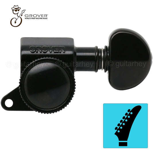 NEW Grover 505BC6 Mini Roto-Grip Locking Rotomatic 6 In line Tuner - BLACK