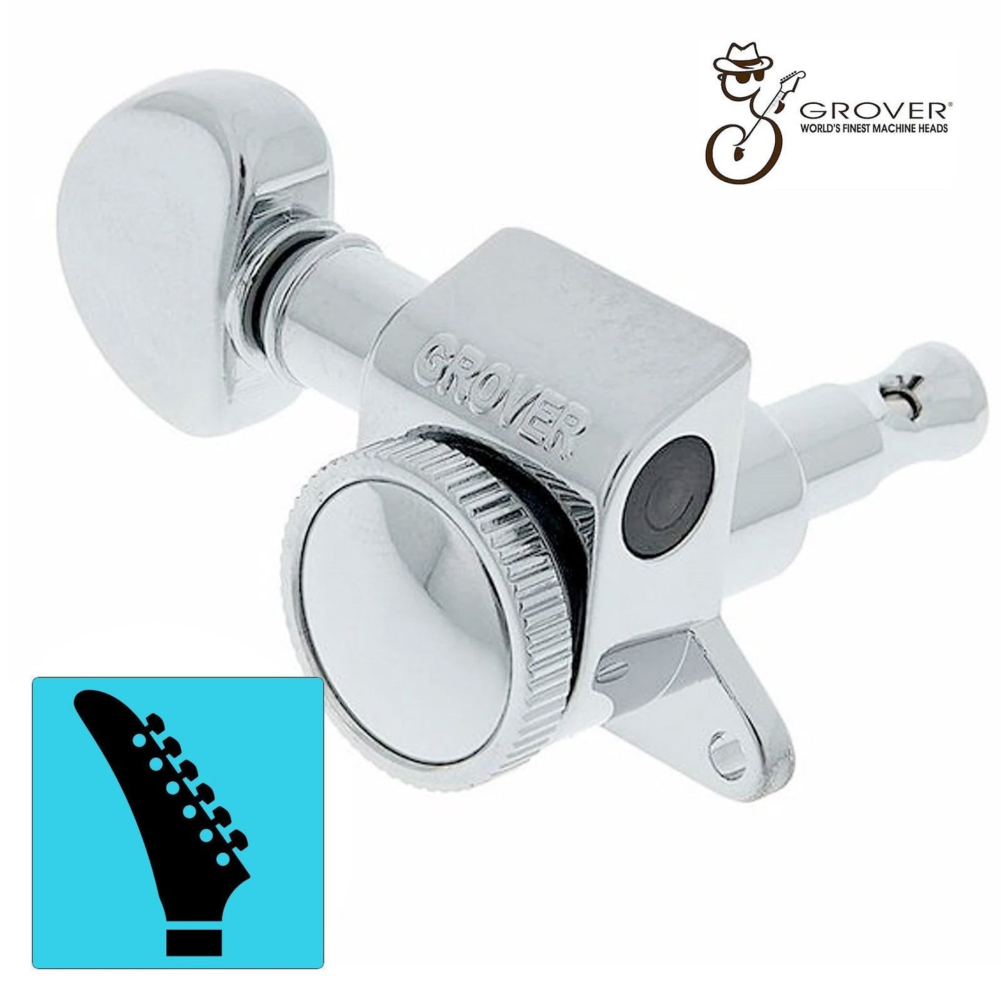 NEW Grover 505CL6 LEFTY Mini Roto-Grip Locking Rotomatic 6 In line Tuner CHROME