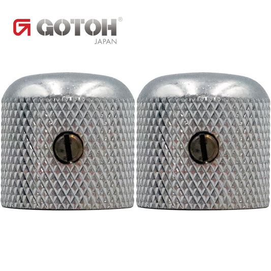 NEW (2) Gotoh Control Knob Metal DOME Bass/Guitar for 1/4 inch USA - AGED CHROME
