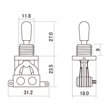 Load image into Gallery viewer, NEW Straight SHORT 3-Way Toggle Switch for Gibson Les Paul Guitar - COSMO BLACK