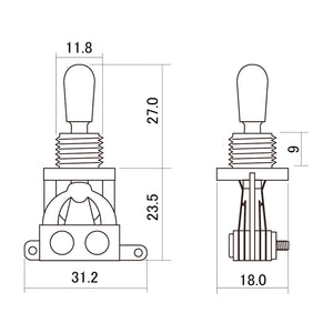 NEW Straight SHORT 3-Way Toggle Switch for Gibson Les Paul Guitar - COSMO BLACK