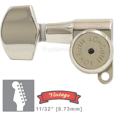 NEW Hipshot VINTAGE 6-in-Line Staggered Locking Tuners LEFT-HANDED - NICKEL