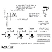 Load image into Gallery viewer, NEW Hipshot VINTAGE 6-in-Line HMM-A Staggered Locking Tuners LEFT-HANDED, NICKEL