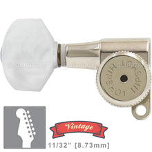 Load image into Gallery viewer, NEW Hipshot VINTAGE 6-in-Line HEX-P Staggered Locking Tuners LEFT-HANDED, NICKEL