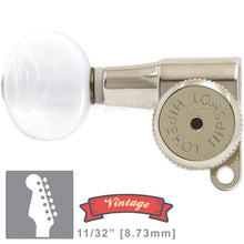 Load image into Gallery viewer, NEW Hipshot VINTAGE 6-in-Line BTR-P Staggered Locking Tuners LEFT-HANDED, NICKEL