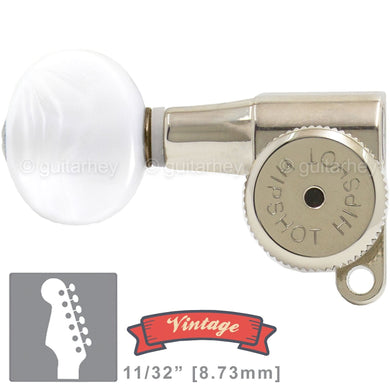 NEW Hipshot VINTAGE 6-in-Line BTR-P Staggered Locking Tuners LEFT-HANDED, NICKEL