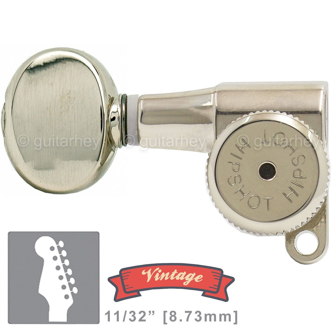 NEW Hipshot VINTAGE 6-in-Line BTR-N Staggered Locking Tuners LEFT-HANDED, NICKEL