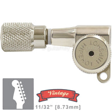 Load image into Gallery viewer, NEW Hipshot VINTAGE 6-in-Line IND-N Staggered Locking Tuners LEFT-HANDED, NICKEL