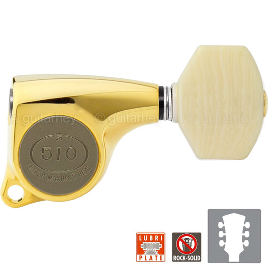 NEW Gotoh SGL510-M07 Super Machine Heads L3+R3 Tuners Set 18:1 Ratio 3x3 - GOLD