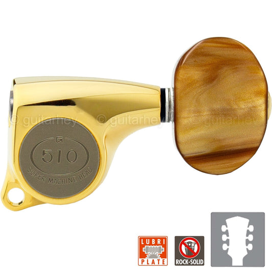 NEW Gotoh SGL510-P2 Super Machine Heads L3+R3 Tuners Set 18:1 Ratio 3x3 - GOLD